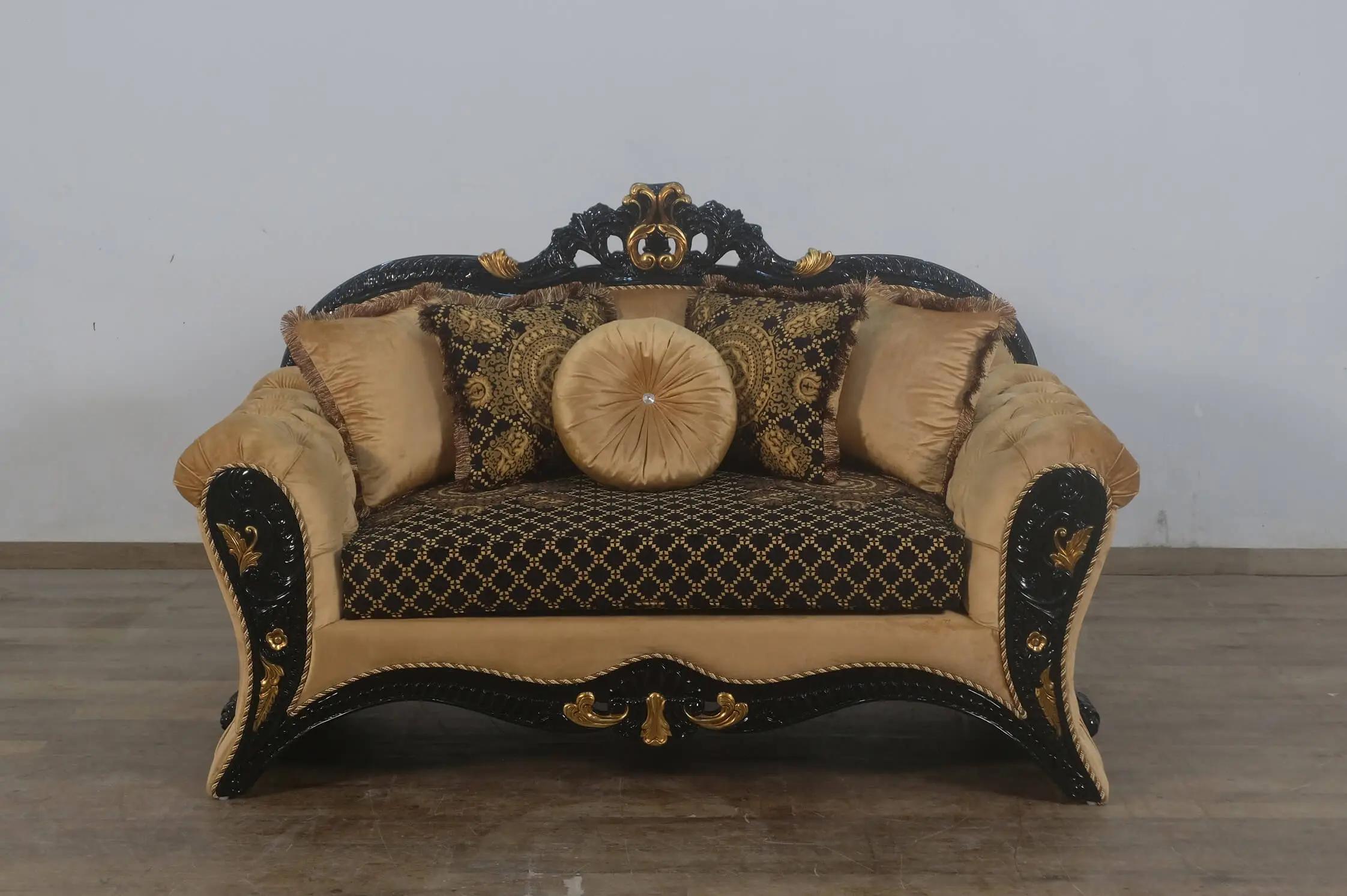 

    
42037-Set-2 Traditional Black & Gold Damask Sofa Set 2Pcs EMPERADOR EUROPEAN FURNITURE
