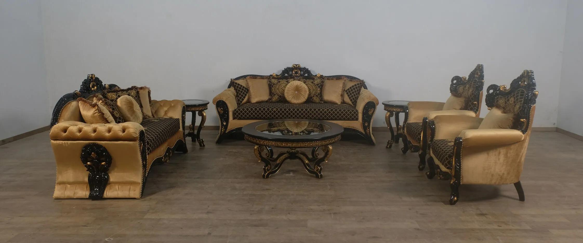 

    
Traditional Black & Gold Damask Sofa Set 3Pcs EMPERADOR EUROPEAN FURNITURE
