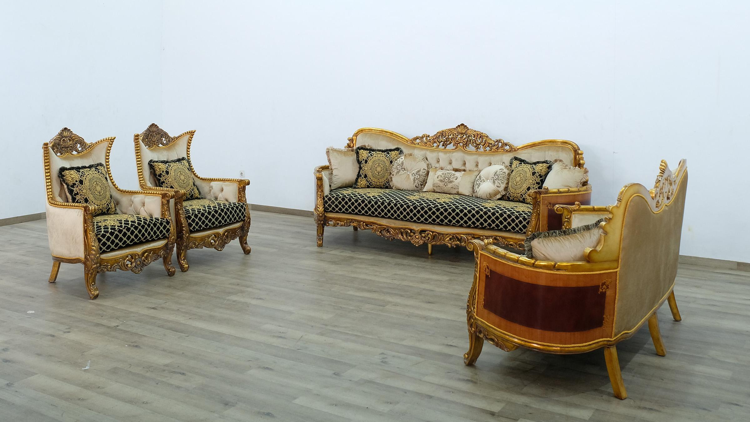 

    
 Shop  Royal Luxury Black Gold Fabric MAGGIOLINI Arm Chair Set 2 Pcs EUROPEAN FURNITURE
