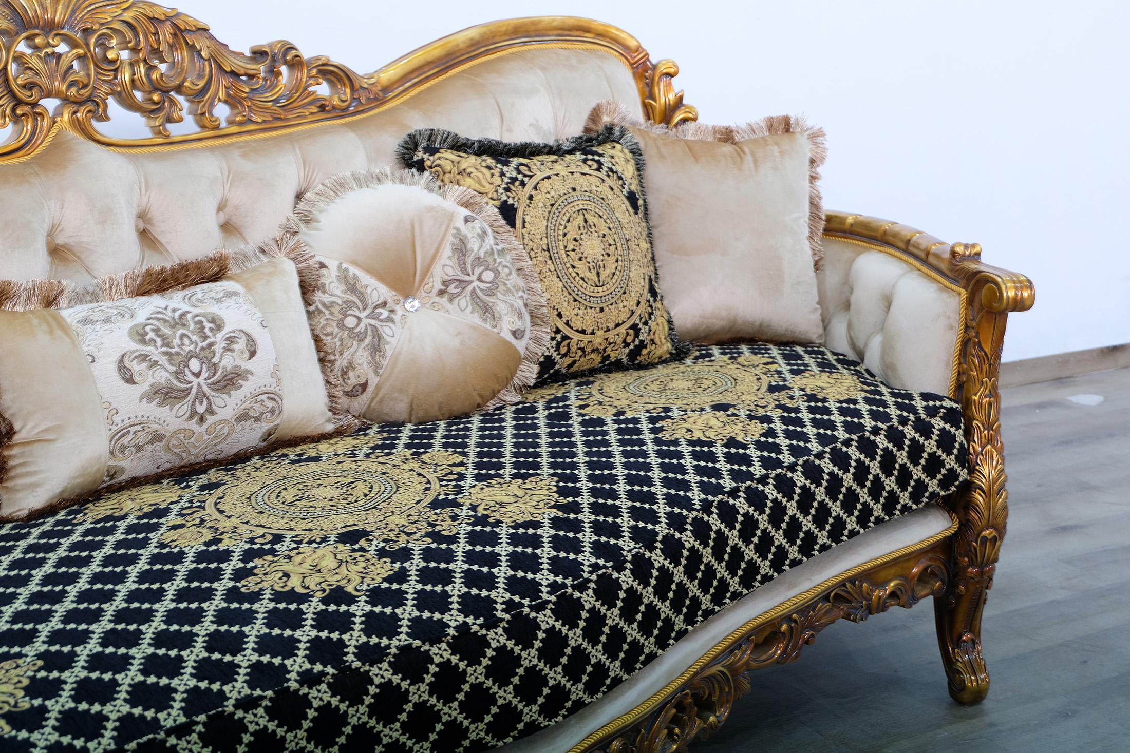 

    
31059-S Royal Luxury Black Gold Fabric MAGGIOLINI Sofa EUROPEAN FURNITURE Carved Wood
