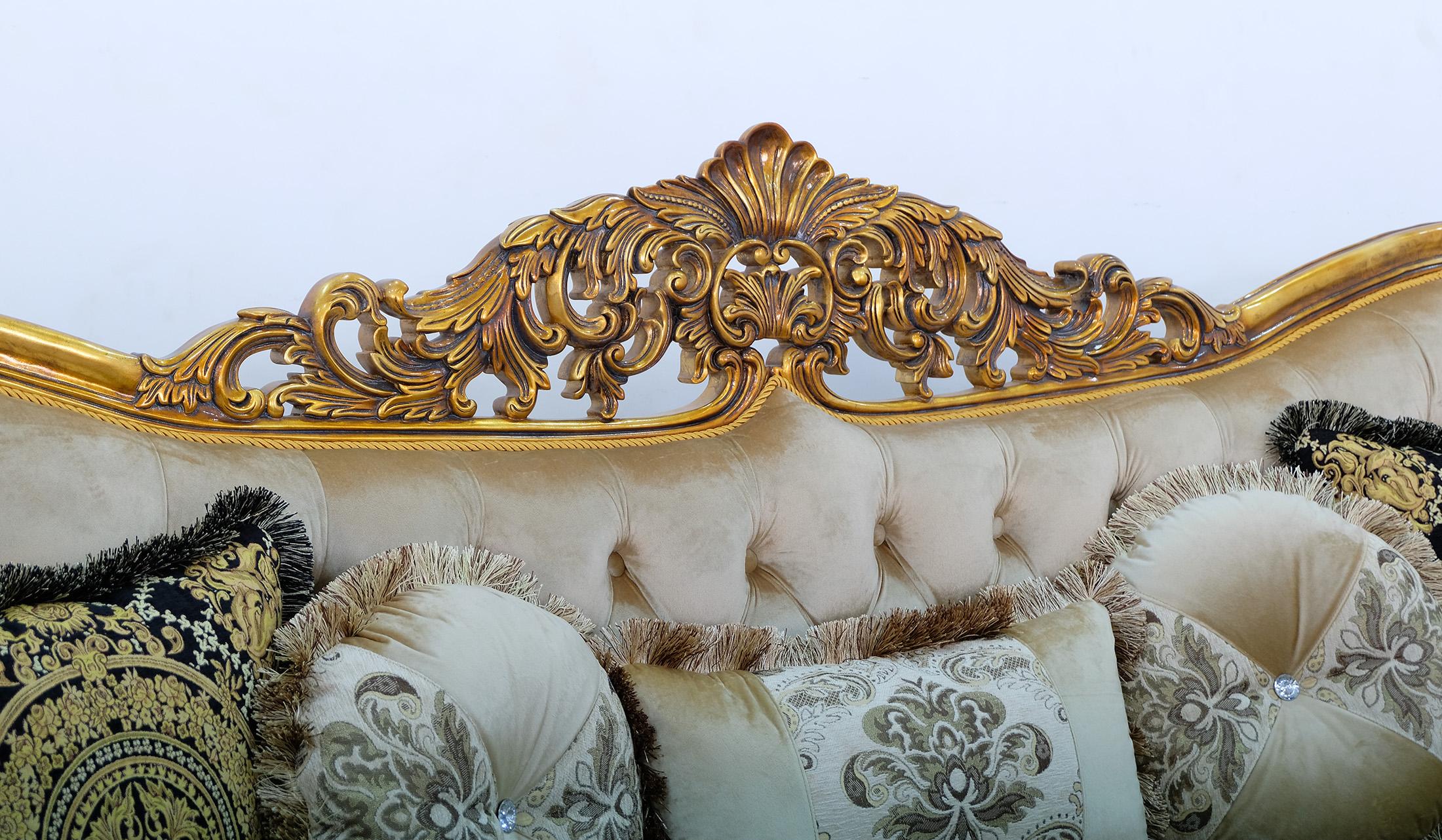

        
6015426984937Royal Luxury Black Gold Fabric MAGGIOLINI Sofa EUROPEAN FURNITURE Carved Wood
