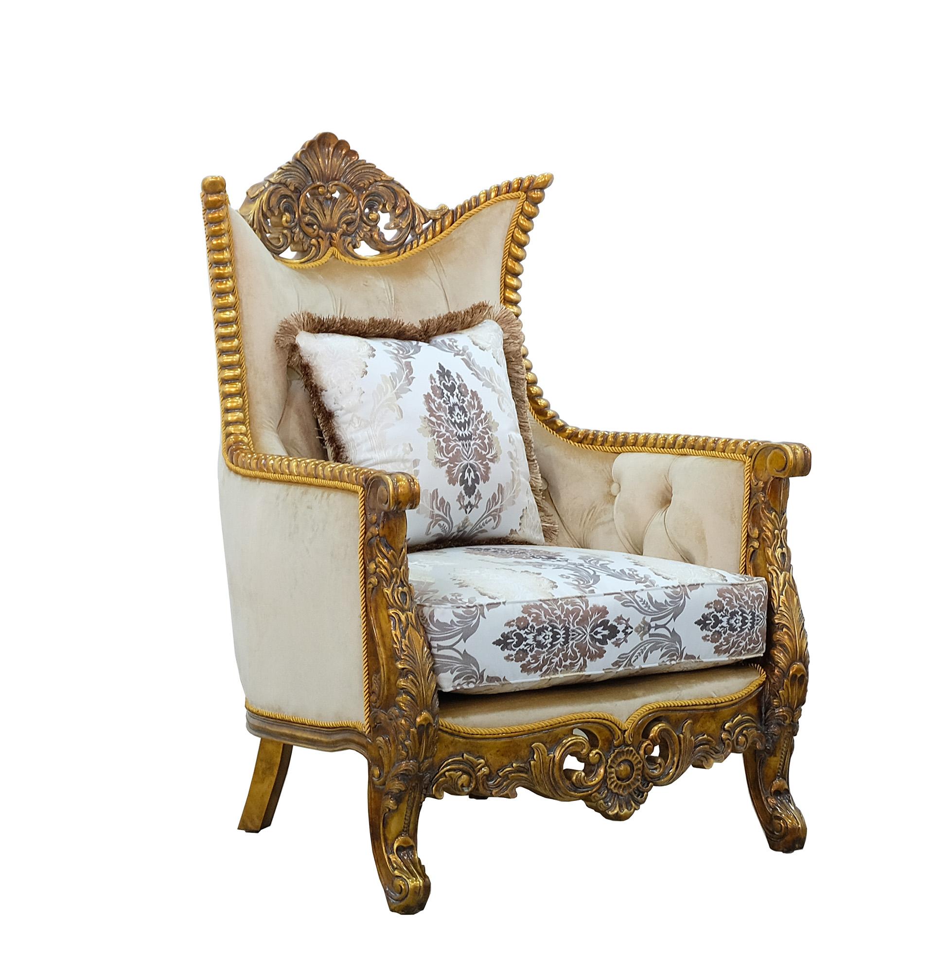 Classic, Traditional Arm Chair MAGGIOLINI 31054-C in Antique, Bronze, Beige Fabric