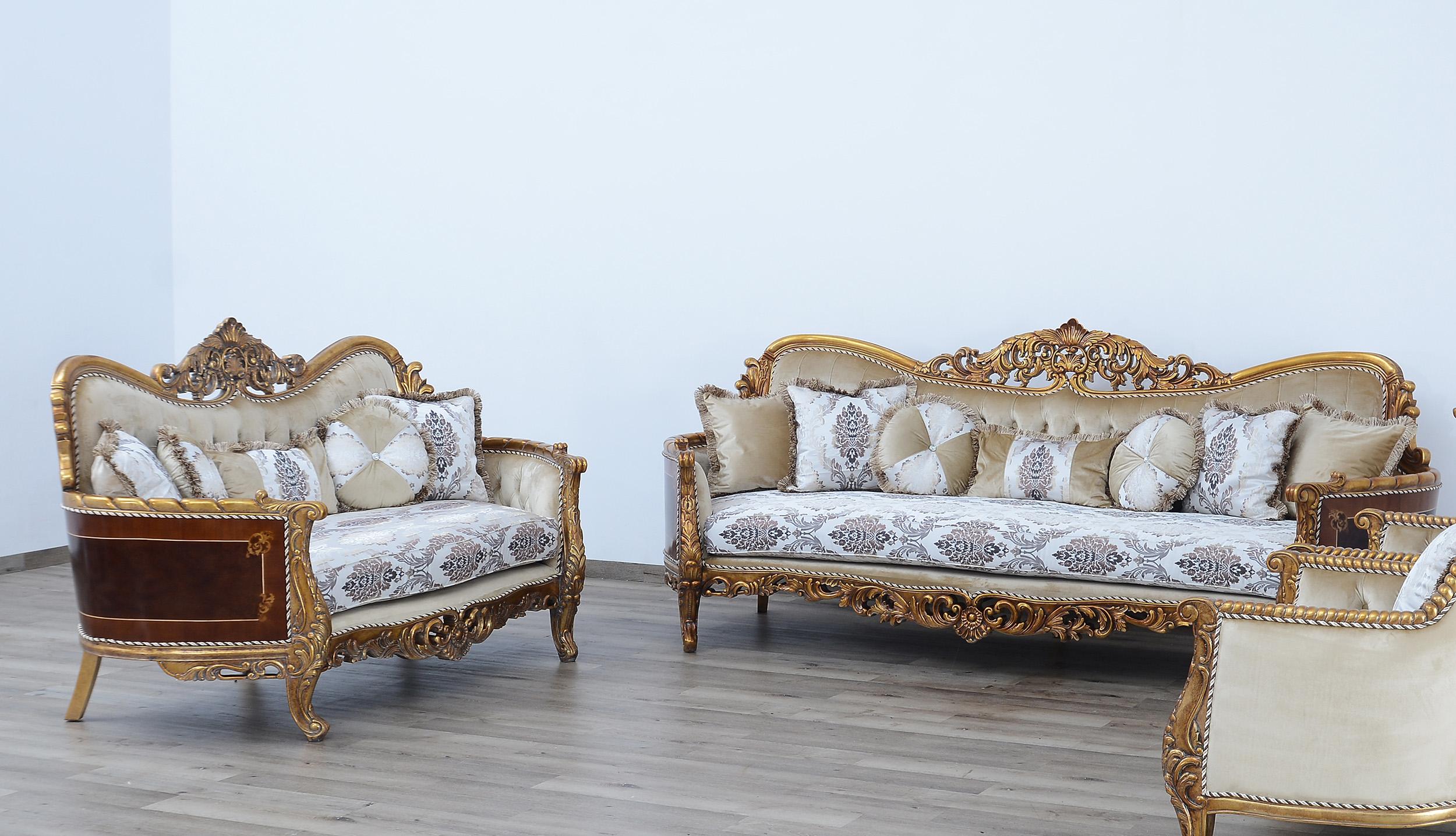 

    
 Shop  Royal Luxury Bronze & Sand Fabric MAGGIOLINI Sofa EUROPEAN FURNITURE Traditional
