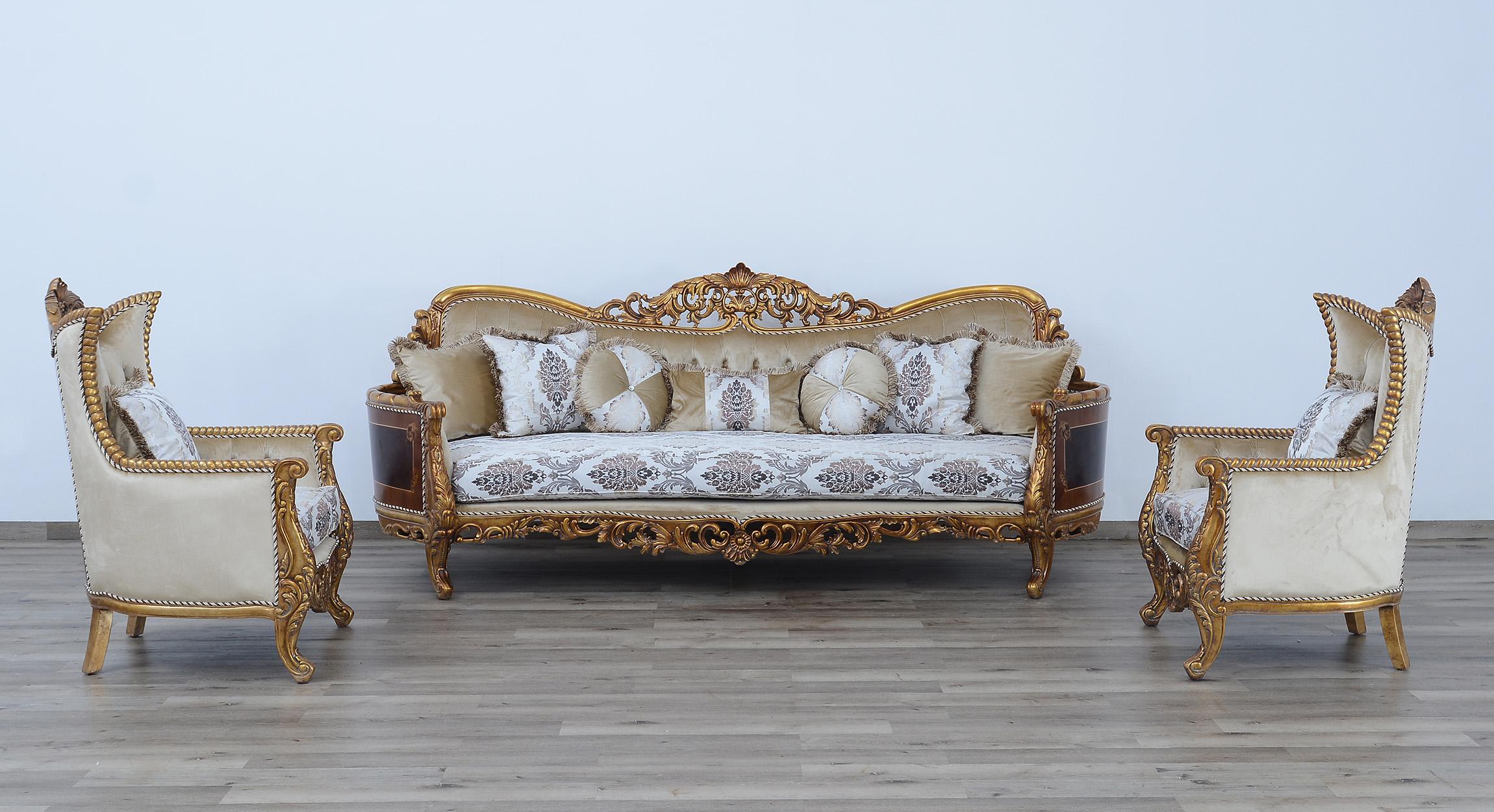 

    
Royal Luxury Bronze & Sand Fabric MAGGIOLINI Sofa Set 3 Pcs EUROPEAN FURNITURE
