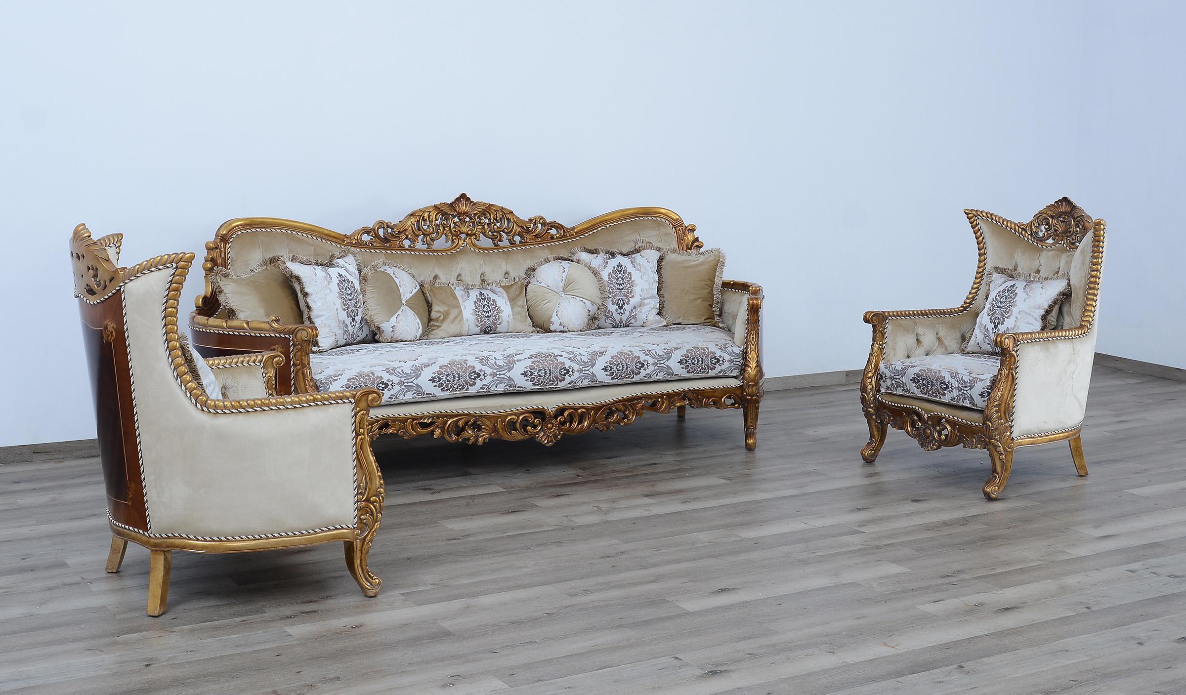 

    
Royal Luxury Bronze & Sand Fabric MAGGIOLINI Sofa Set 3 Pcs EUROPEAN FURNITURE
