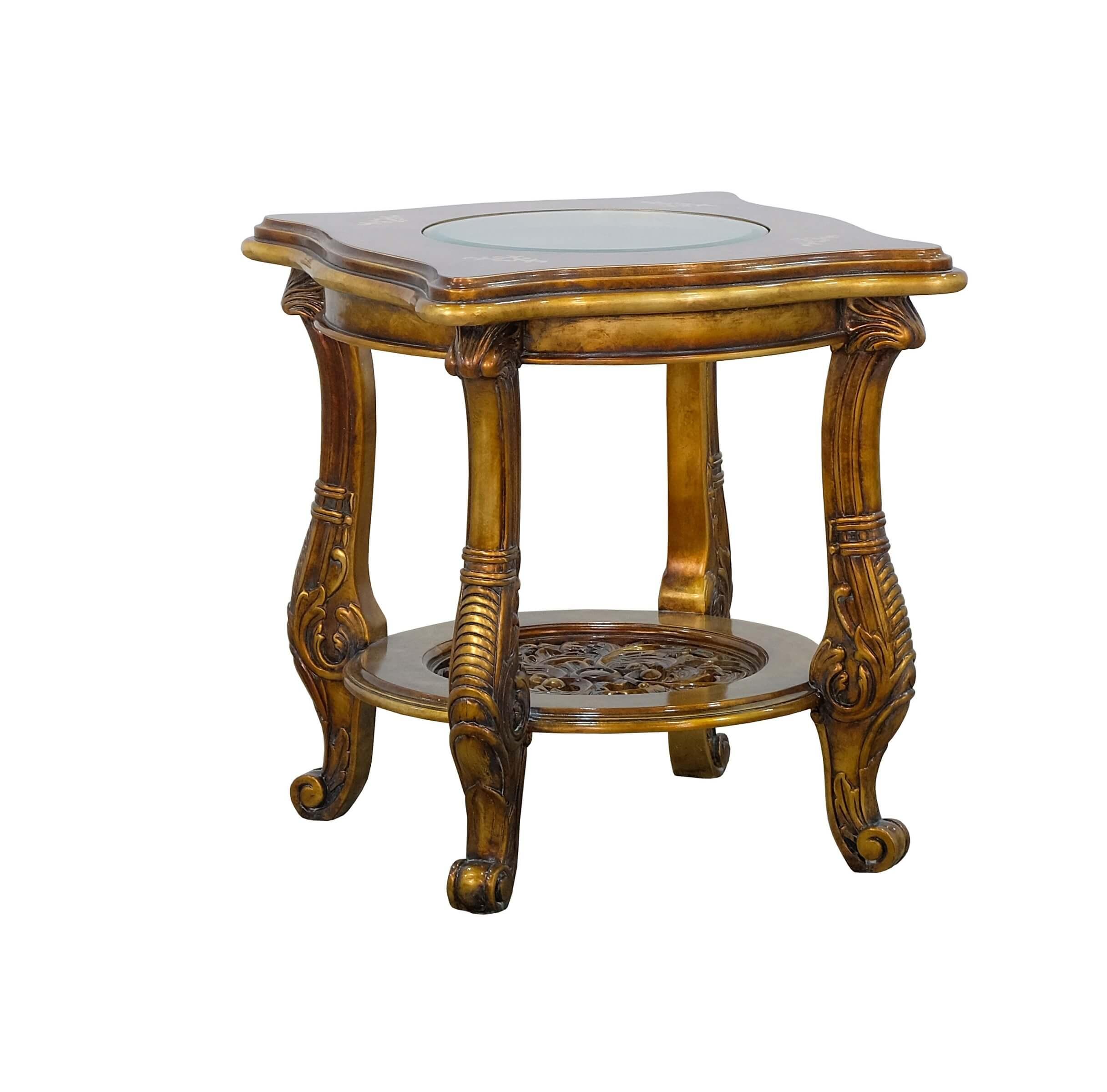 Classic, Traditional End Table MAGGIOLINI 31055-ET in Antique, Gold, Bronze, Beige 