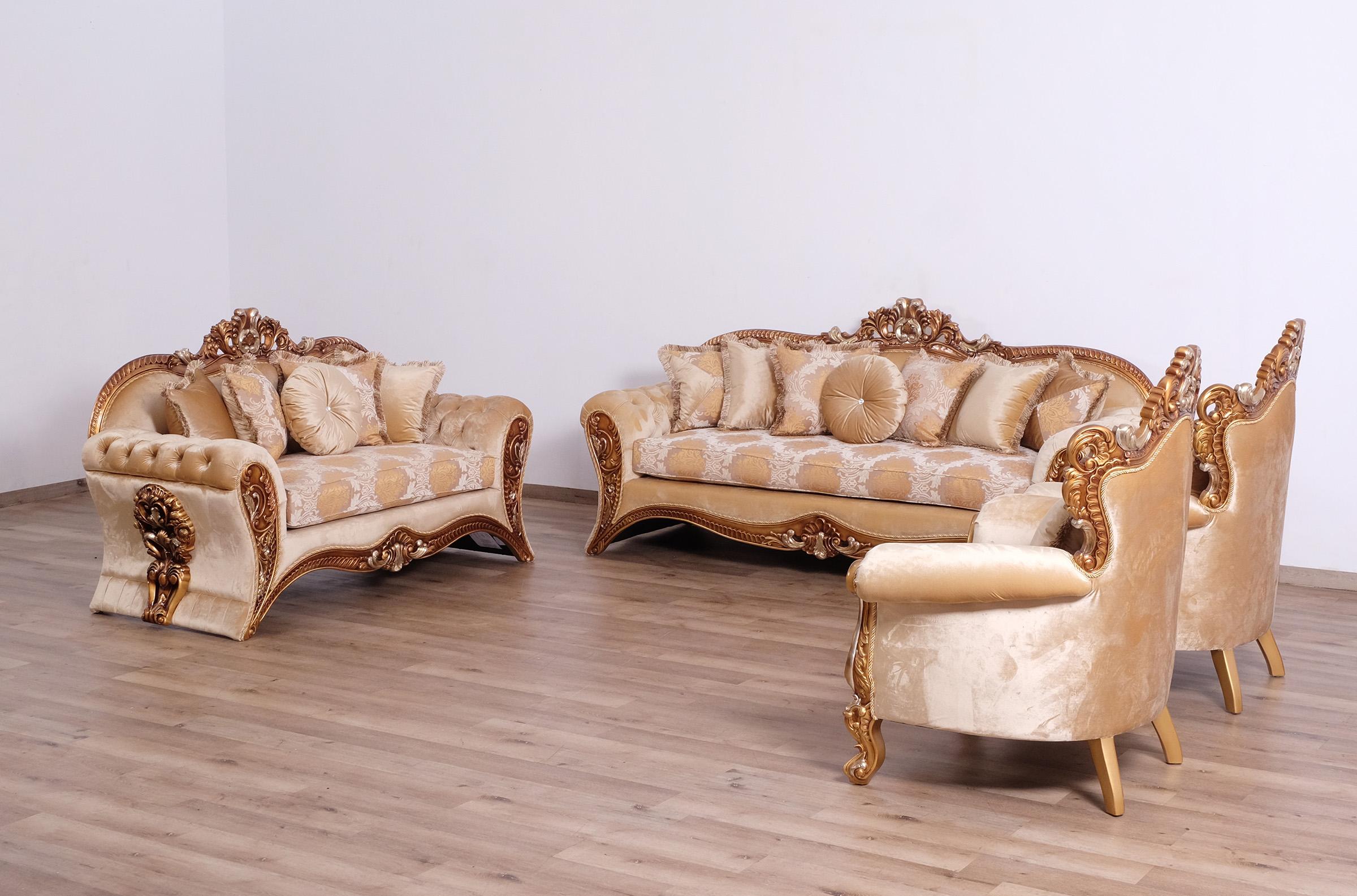 

    
Traditional Beige & Gold Sofa Set 2 Pcs EMPERADOR EUROPEAN FURNITURE
