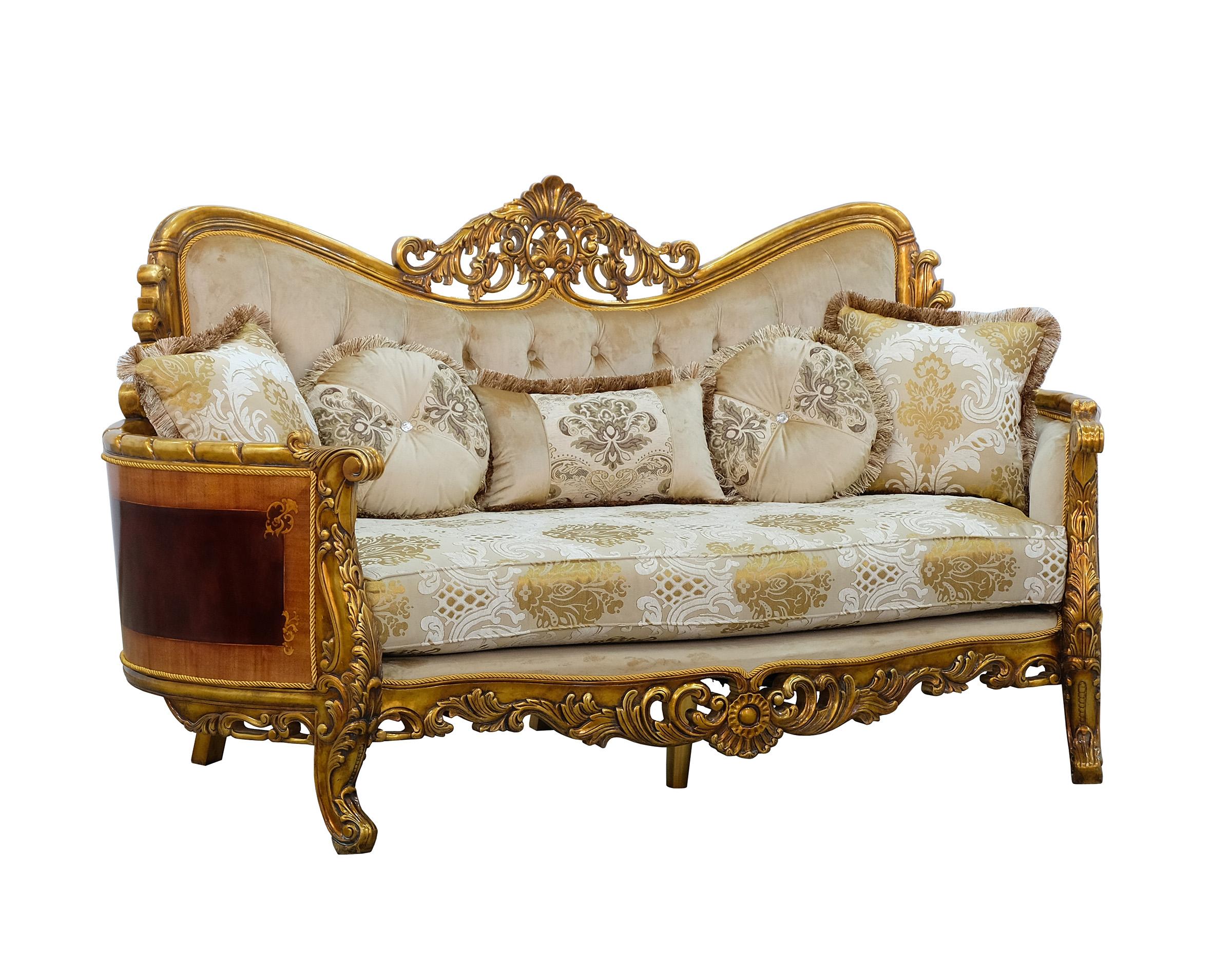 Classic, Traditional Loveseat MAGGIOLINI 31055-L in Antique, Gold, Beige Fabric