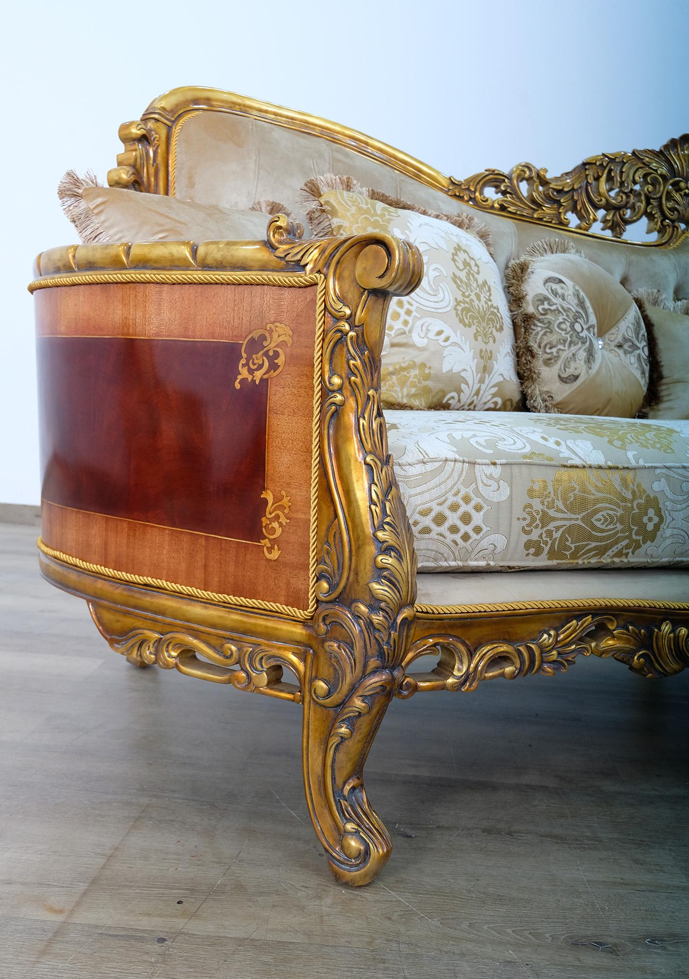 

    
 Shop  Royal Luxury Gold & Sand Fabric MAGGIOLINI Sofa Set 2 Pcs EUROPEAN FURNITURE
