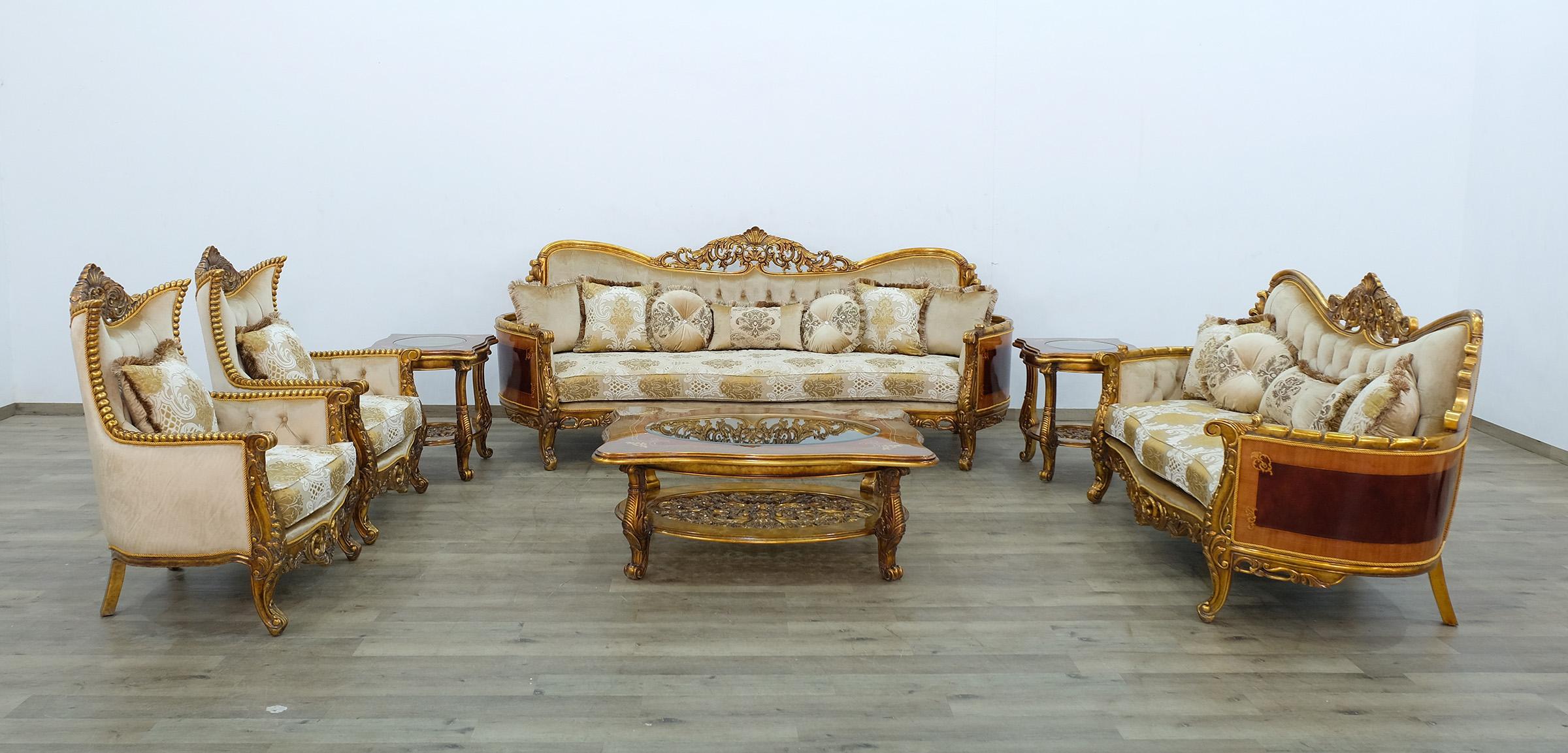 

    
EUROPEAN FURNITURE MAGGIOLINI Sofa Set Antique/Gold/Beige 31055-Set-4
