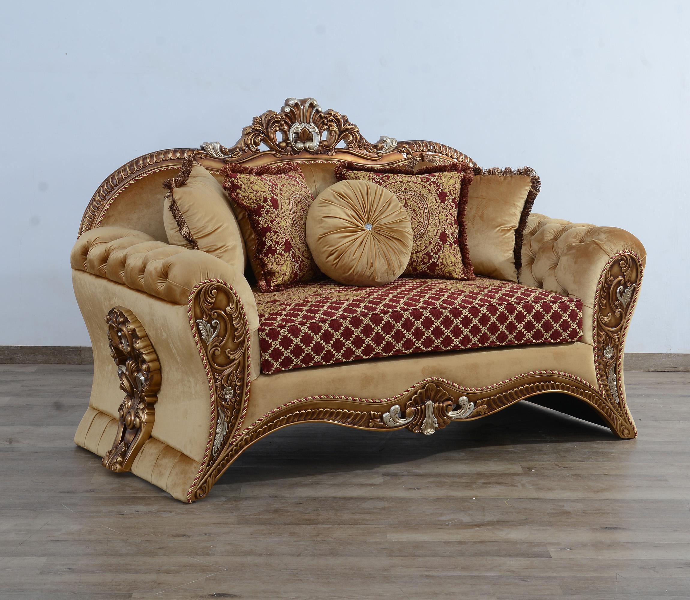 

    
 Photo  Traditional Red & Gold Sofa Set 2 Pcs EMPERADOR III EUROPEAN FURNITURE
