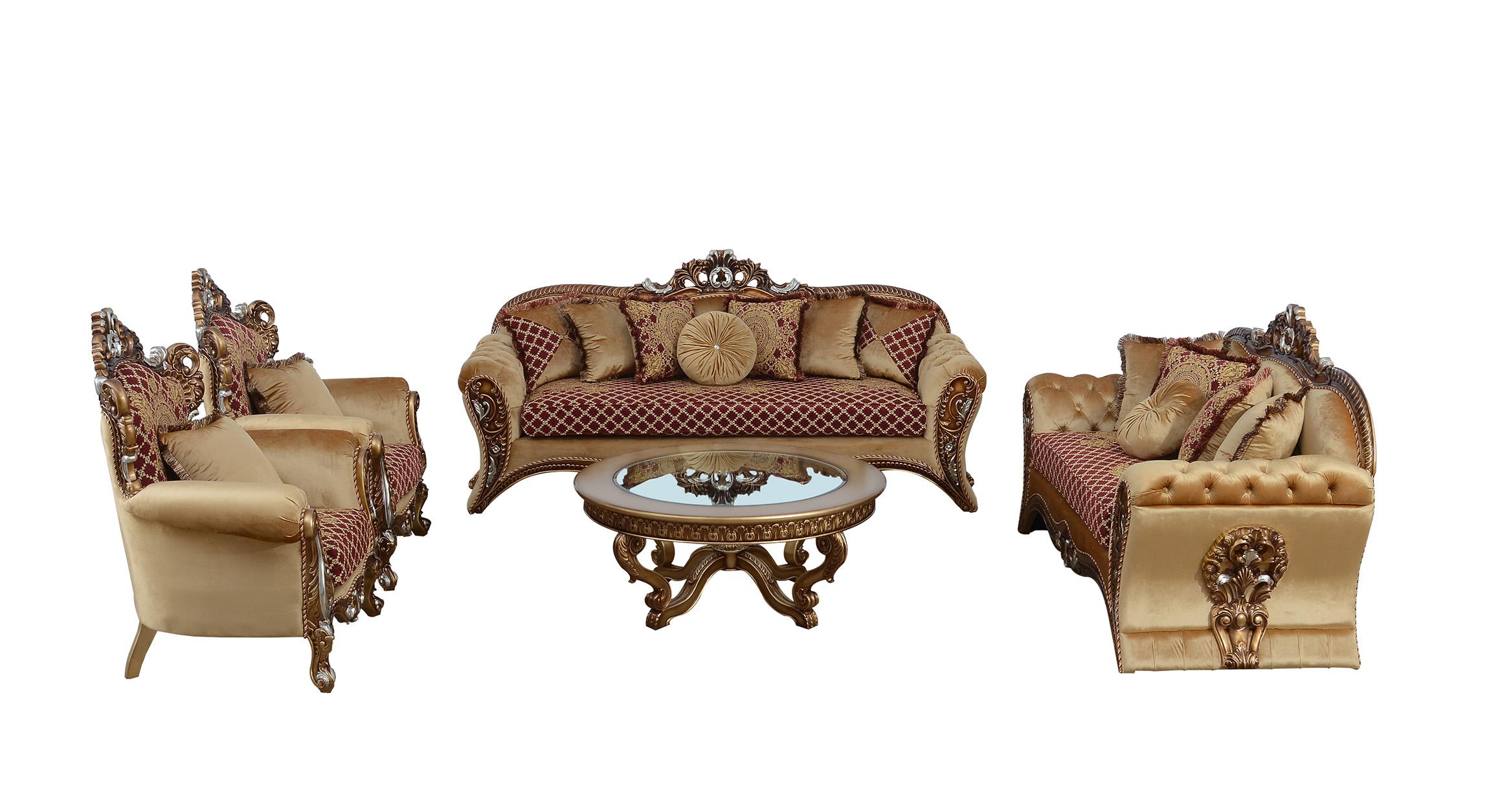 

    
42036-Set-3 Traditional Red & Gold Sofa Set 3 Pcs EMPERADOR III EUROPEAN FURNITURE

