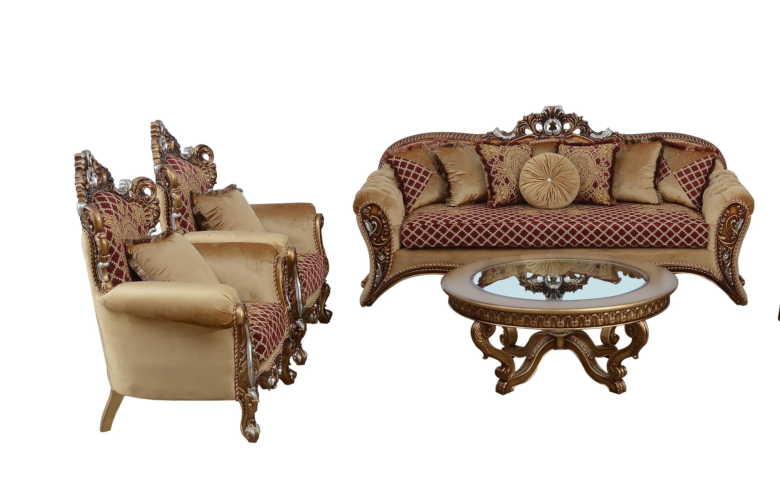

    
Traditional Red & Gold Sofa Set 3 Pcs EMPERADOR III EUROPEAN FURNITURE
