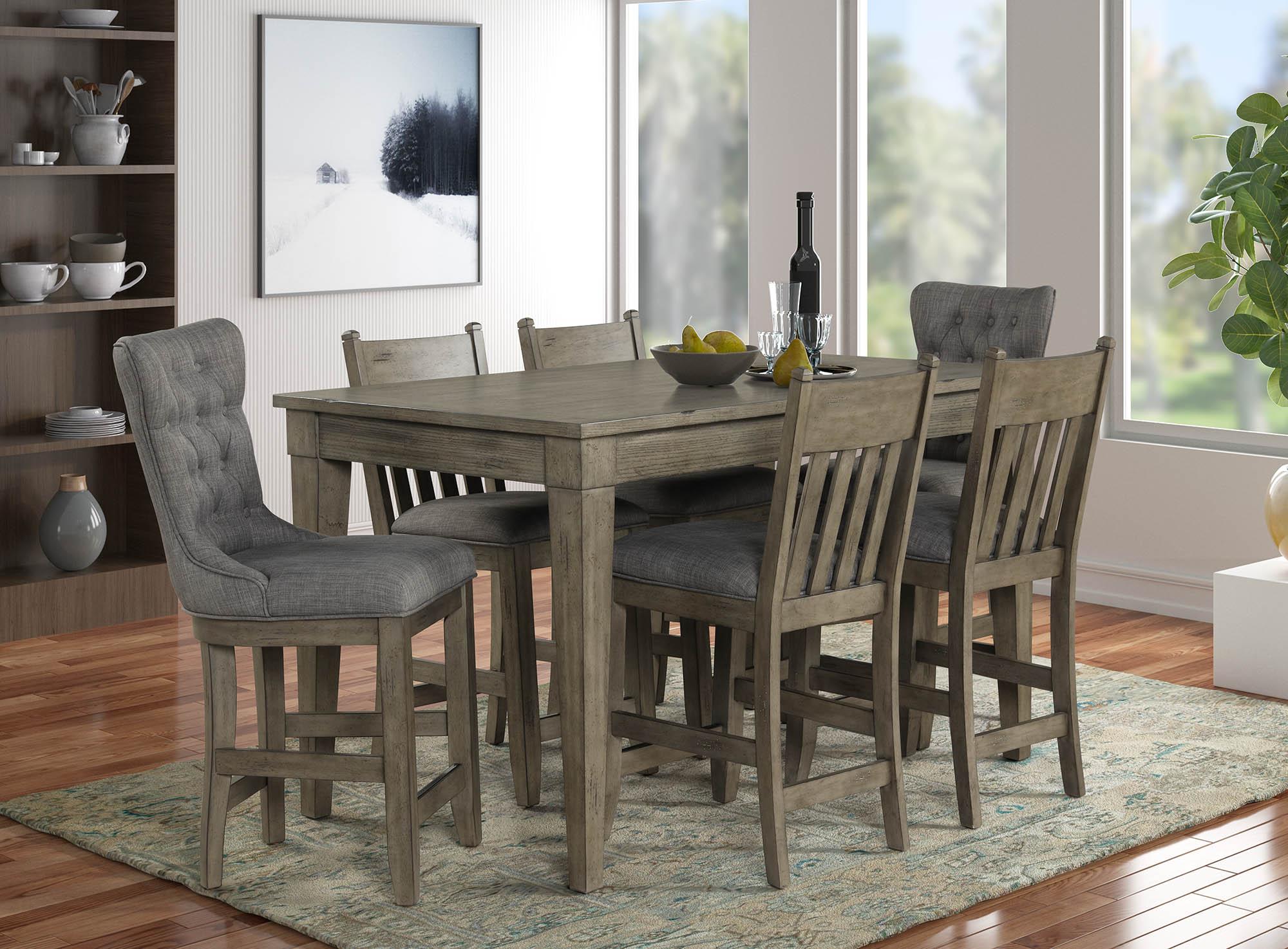 Modern, Transitional Counter Height Table Set HARTFORD 1284-531 1284-531-Set-7 in Rustic Mahogany Fabric
