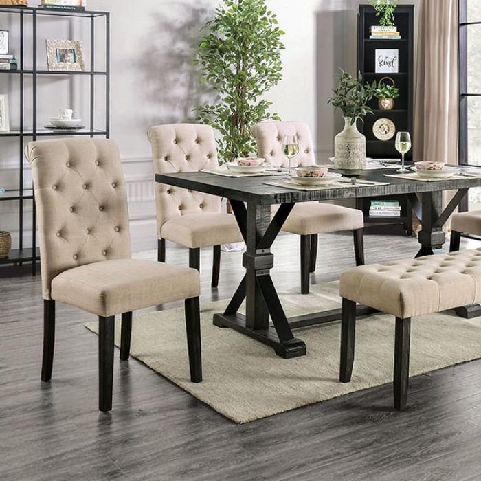 

    
Rustic Antique Black & Ivory Dining Table Set 7pcs Furniture of America Alfred
