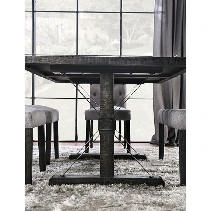 

    
Rustic Antique Black Trestle Base Dining Table Furniture of America CM3735T Alfred
