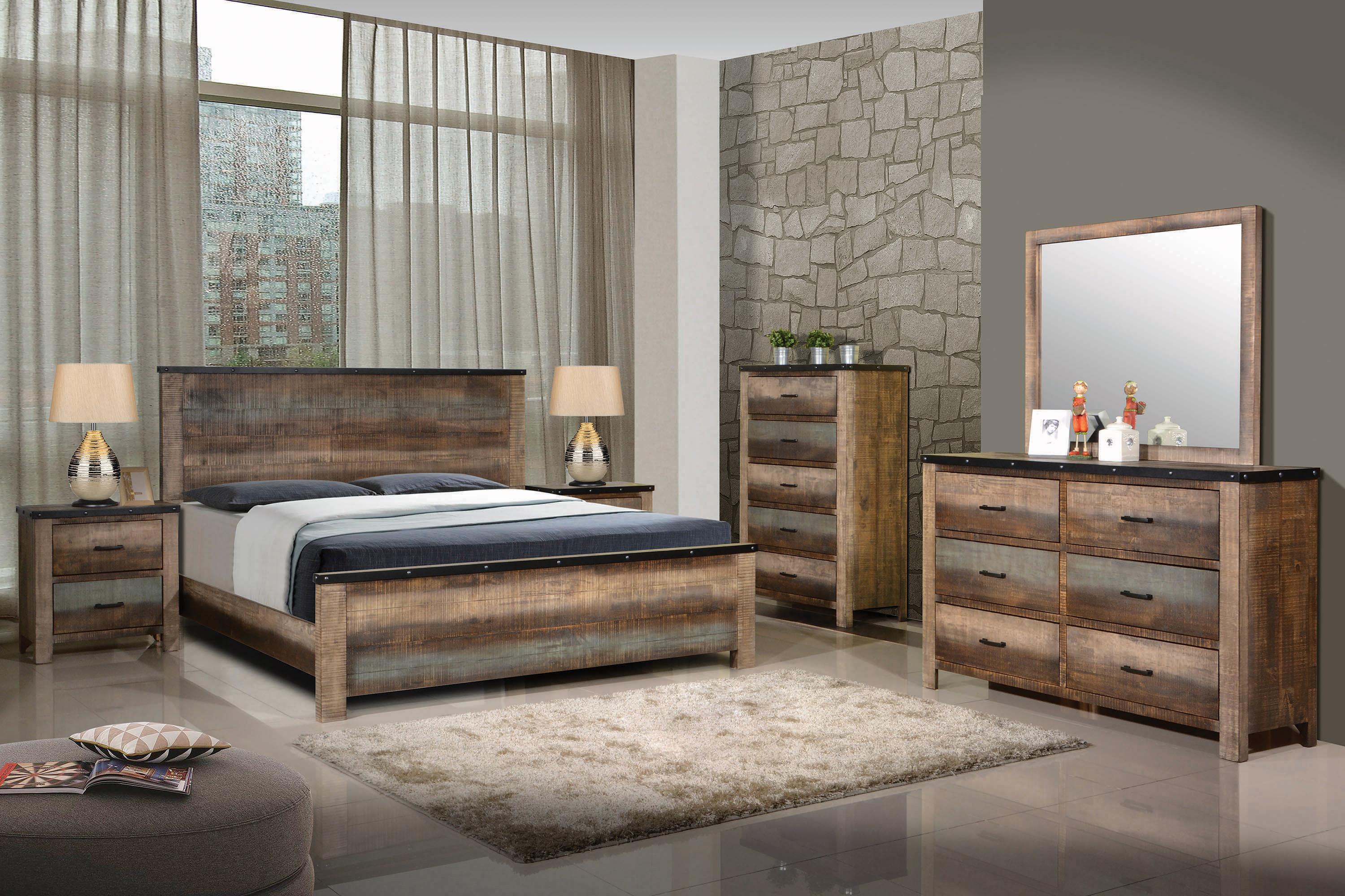

    
Rustic Antique Multi Solid Wood CAL Bedroom Set 5pcs Coaster 205091KW Sembene
