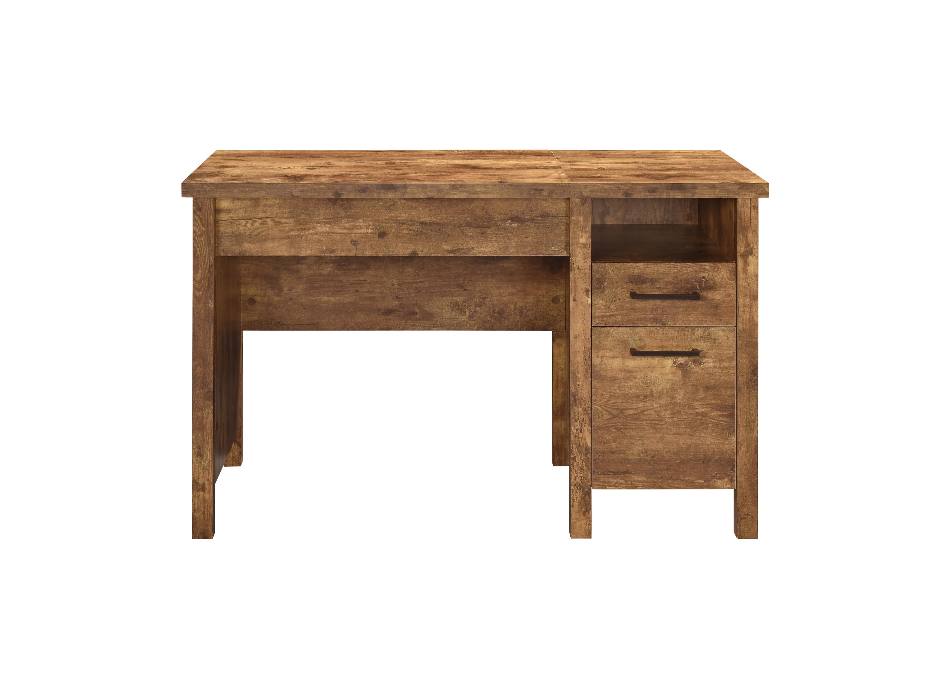 

    
Rustic Antique Nutmeg Wood Office Desk Set 2pcs Coaster 881240-S2 Delwin
