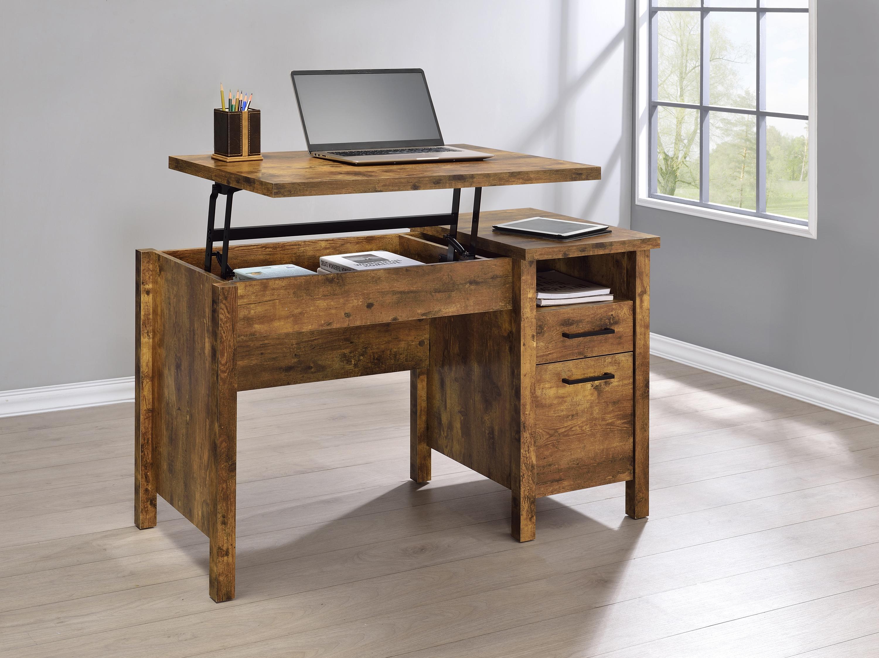 

    
 Order  Rustic Antique Nutmeg Wood Office Desk Set 2pcs Coaster 881240-S2 Delwin
