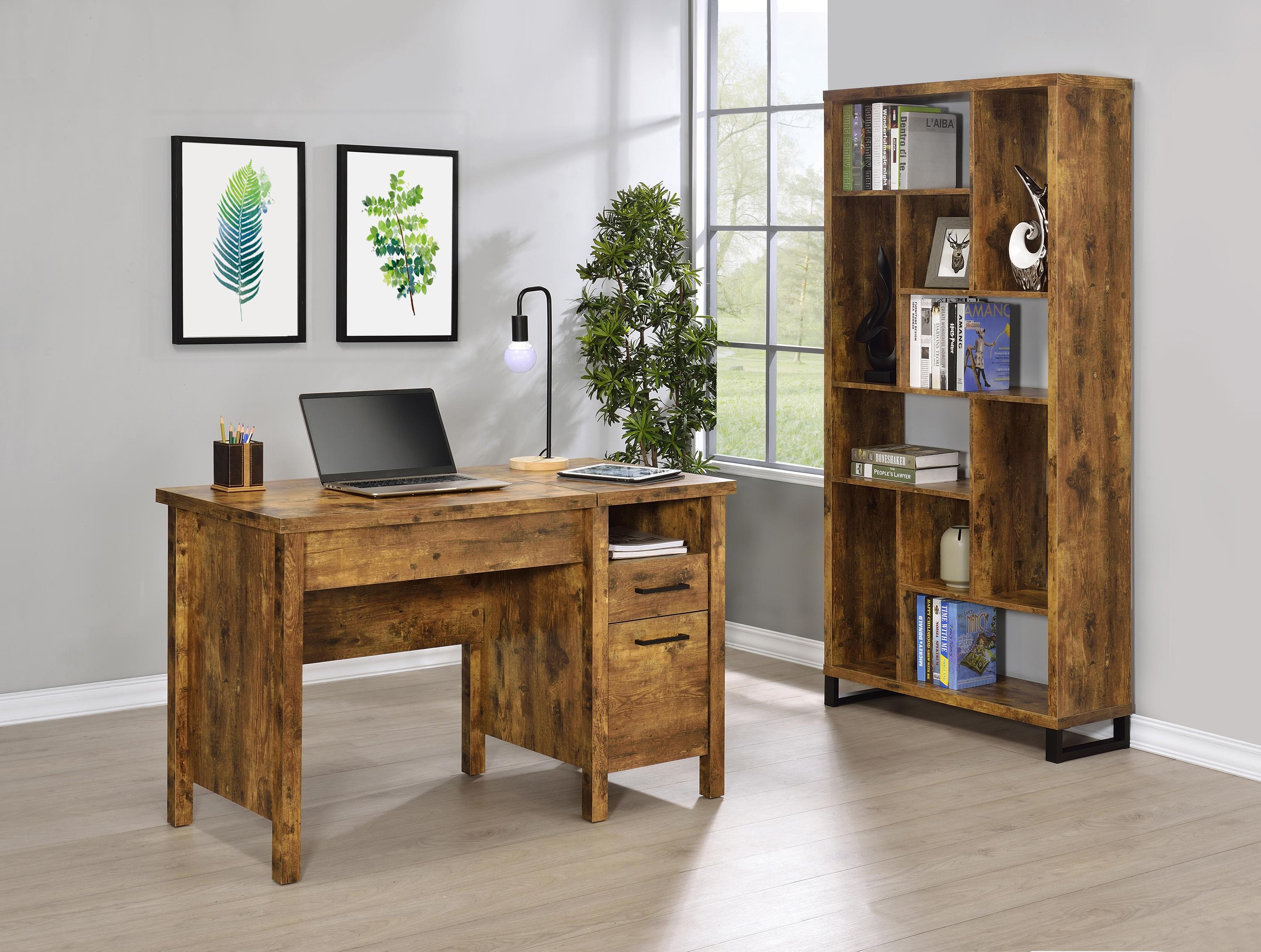 

    
Rustic Antique Nutmeg Wood Office Desk Set 2pcs Coaster 881240-S2 Delwin
