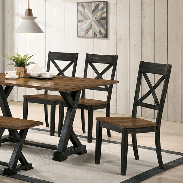 Rustic Dining Table CM3167A-T Yensley CM3167A-T in Antique Black, Oak 