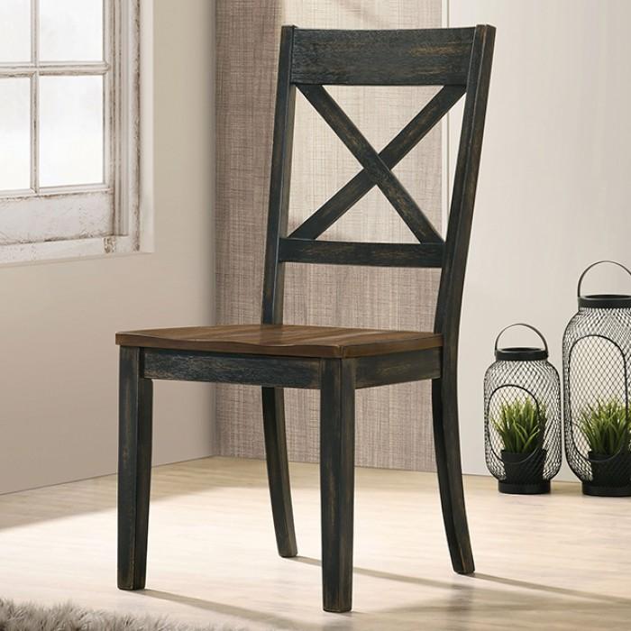 

    
Rustic Antique Oak & Antique Black Solid Wood Side Chairs Set 2pcs Furniture of America CM3167A-SC-2PK Yensley
