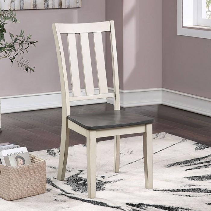 

    
Rustic Antique White & Gray Solid Wood Side Chairs Set 2Pcs Furniture of America CM3478WH-SC-2PK Frances
