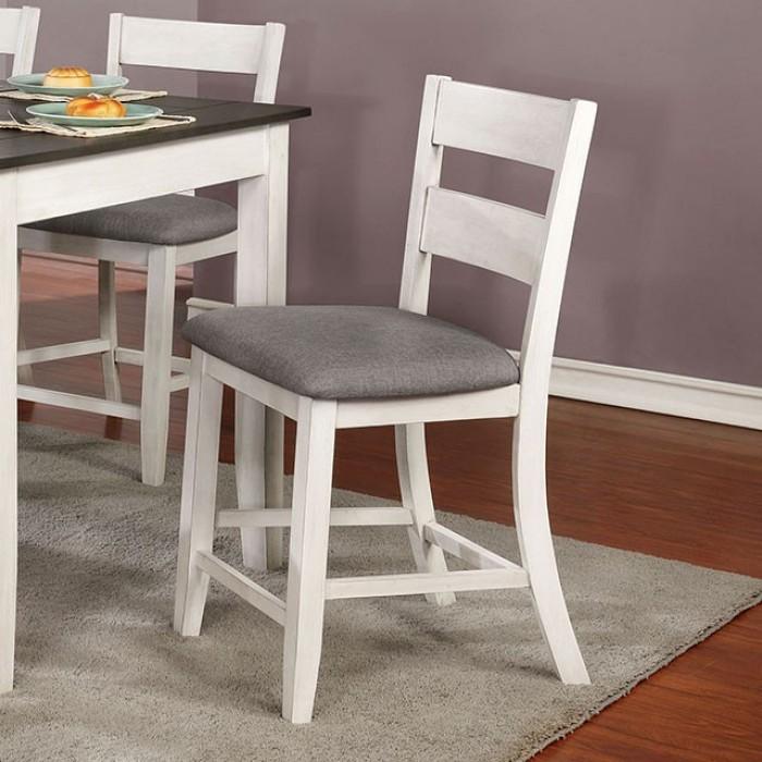 

    
Rustic Antique White/Gray Solid Wood Counter Height Chairs Set 2PCS Furniture of America Anadia CM3715PC-2PCS
