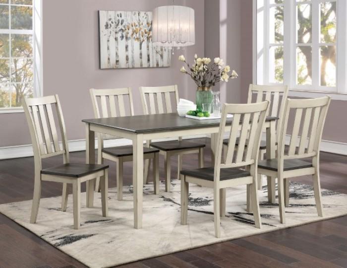 

    
Rustic Antique White & Gray Solid Wood Dining Room Set 5pcs Furniture of America CM3478WH-T Frances
