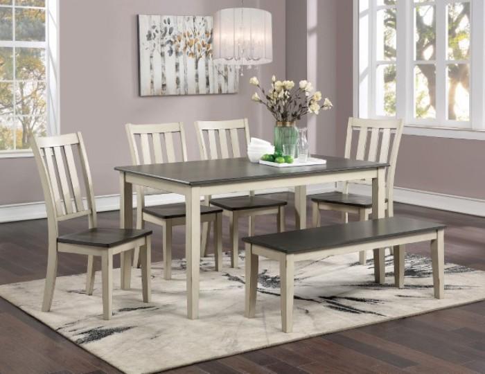 

    
Rustic Antique White & Gray Solid Wood Dining Room Set 7pcs Furniture of America CM3478WH-T Frances
