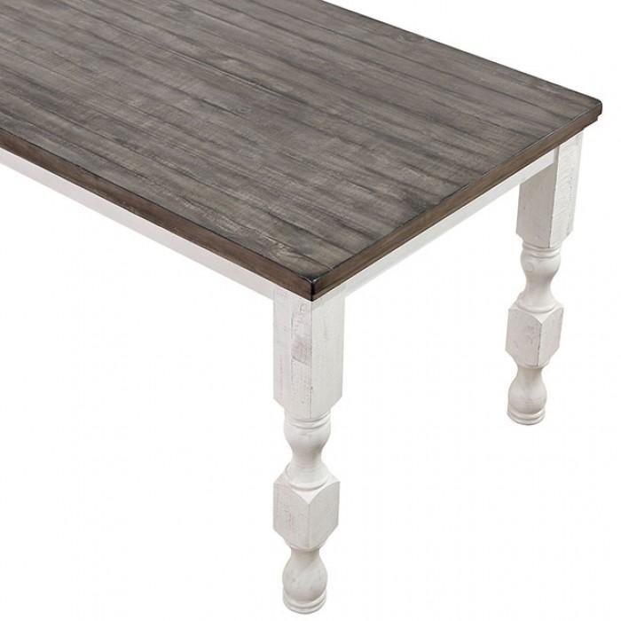 

    
Rustic Antique White/Gray Solid Wood Dining Table Furniture of America Сalabria FOA3908T

