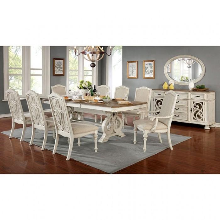

    
Rustic Antique White & Ivory Solid Wood Dining Set 10Pcs Furniture of America Arcadia
