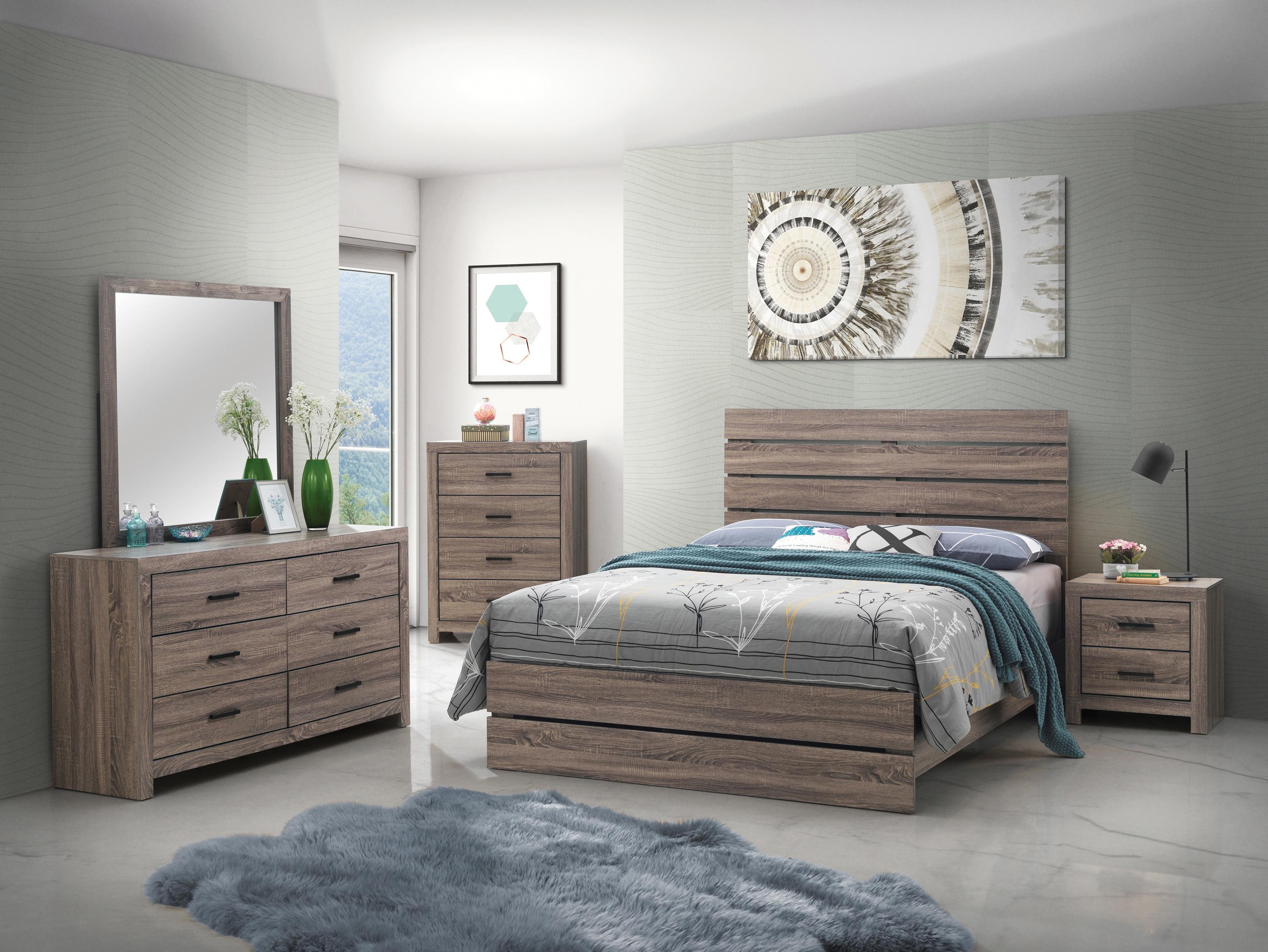 

    
Rustic Barrel Oak Wood Queen Panel Bedroom Set 5pcs Coaster 207041Q Brantford
