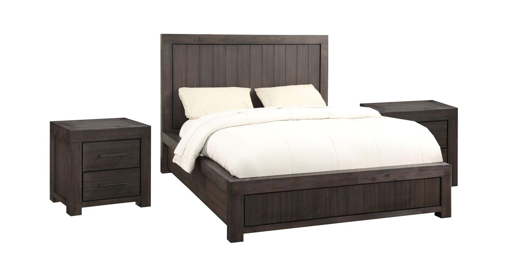 

    
Rustic Basalt Grey Finish Solid Acacia Wood King Bedroom Set 3Pcs HEATH by Modus Furniture
