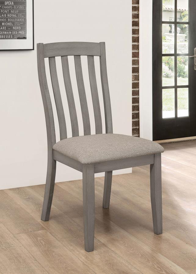 

    
Rustic Gray/Beige Wood Side Chair Set 2PCS Coaster Nogales 109812
