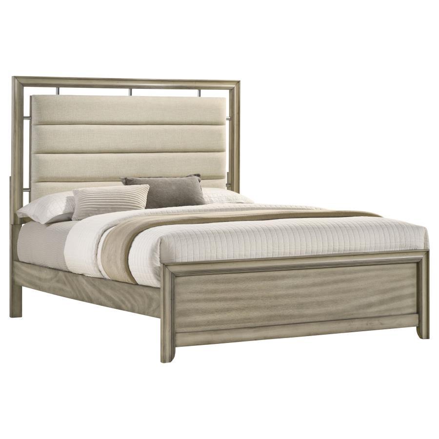 Rustic, Farmhouse Panel Bed Giselle California King Panel Bed 224391KW 224391KW in Beige Fabric