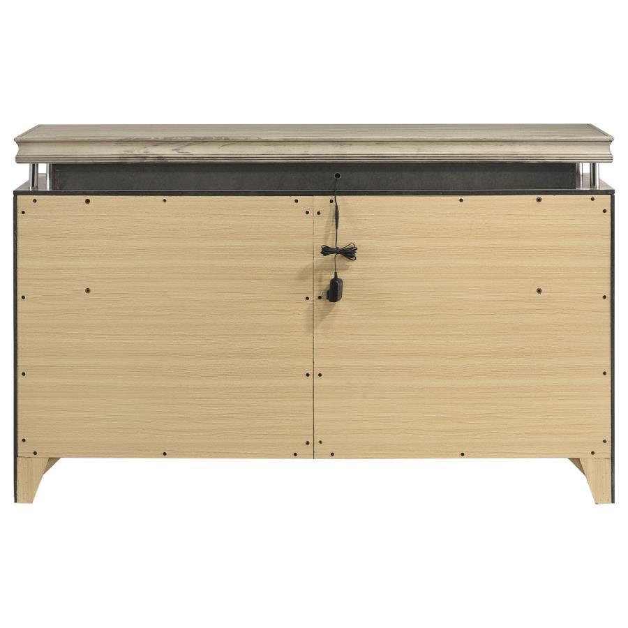 

    
Rustic Beige Wood King Panel Bedroom Set 6PCS Coaster Giselle 224391KE
