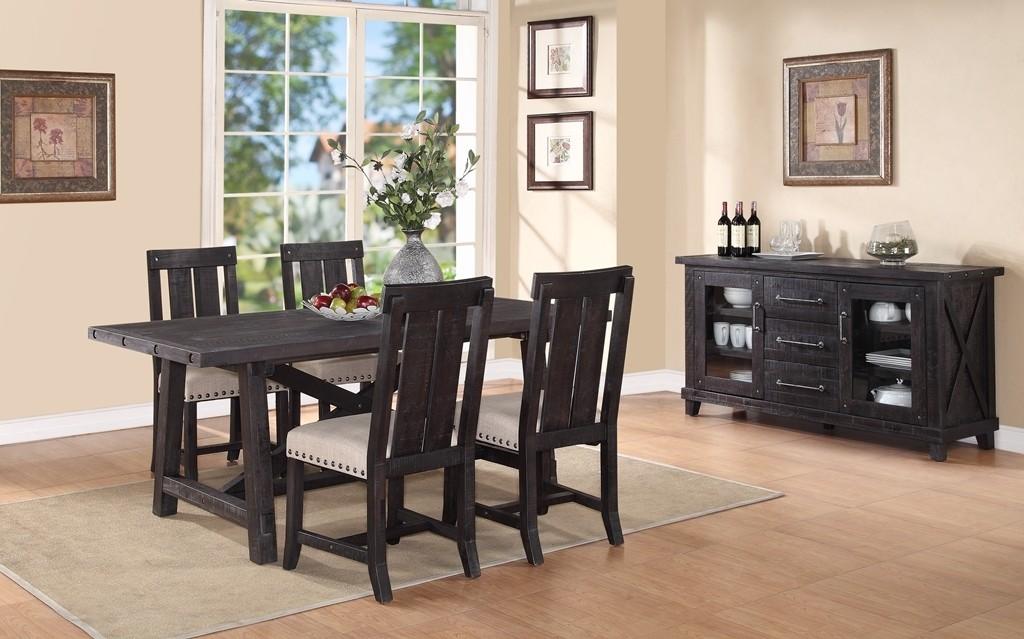 

    
Rustic Black Pine Finish Extendable Dining Set 6Pcs YOSEMITE  by Modus Furniture
