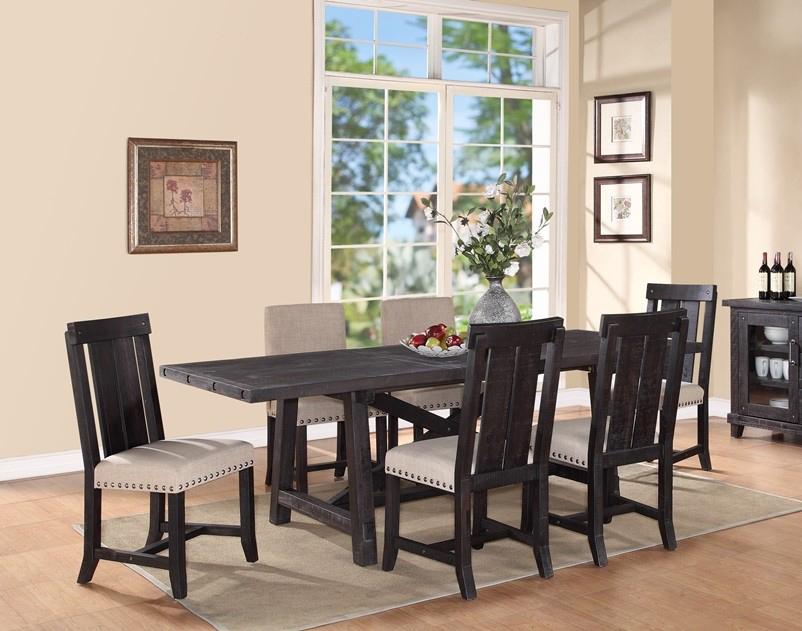 

    
Rustic Black Pine Finish Extendable Dining Set 7Pcs YOSEMITE  by Modus Furniture

