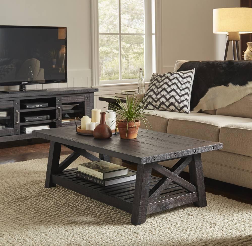 

    
Rustic Black Pine Finish Solid Wood Coffee Table Set 2Pcs YOSEMITE by Modus Furniture
