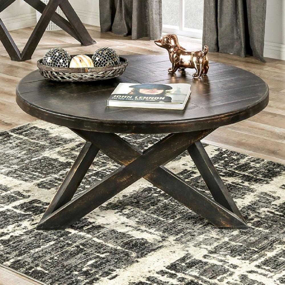 

    
Rustic Black Solid Wood Brazilian Pine Coffee Table Set 3pcs Furniture of America Culver
