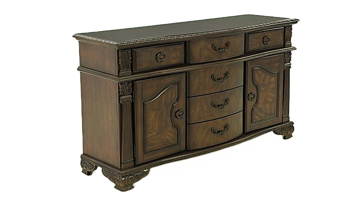 Traditional, Vintage Buffet Neo Renaissance 2420-B in Rustic Brown 