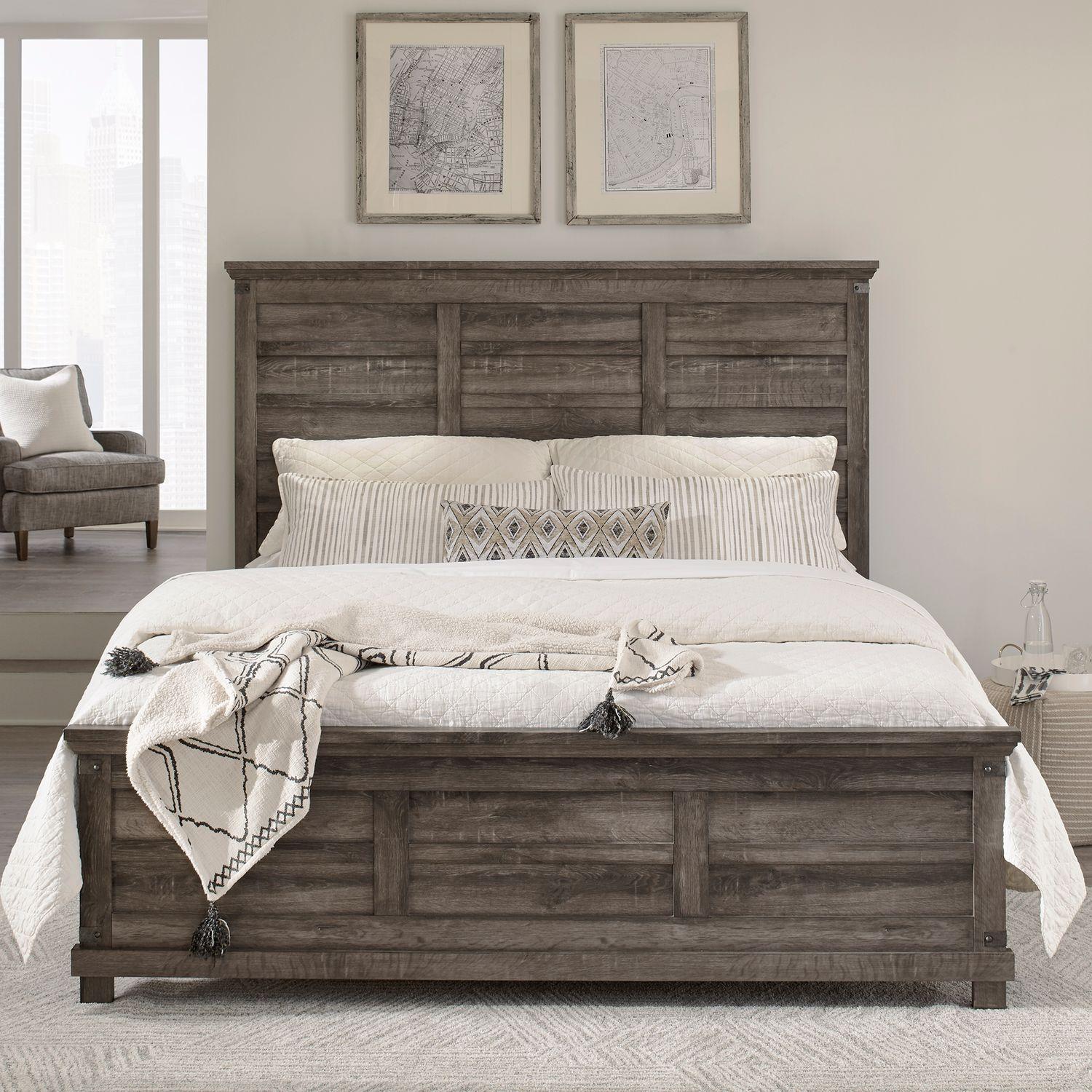 Rustic Panel Bed Lakeside Haven (903-BR) 903-BR-OKPB in Brown 