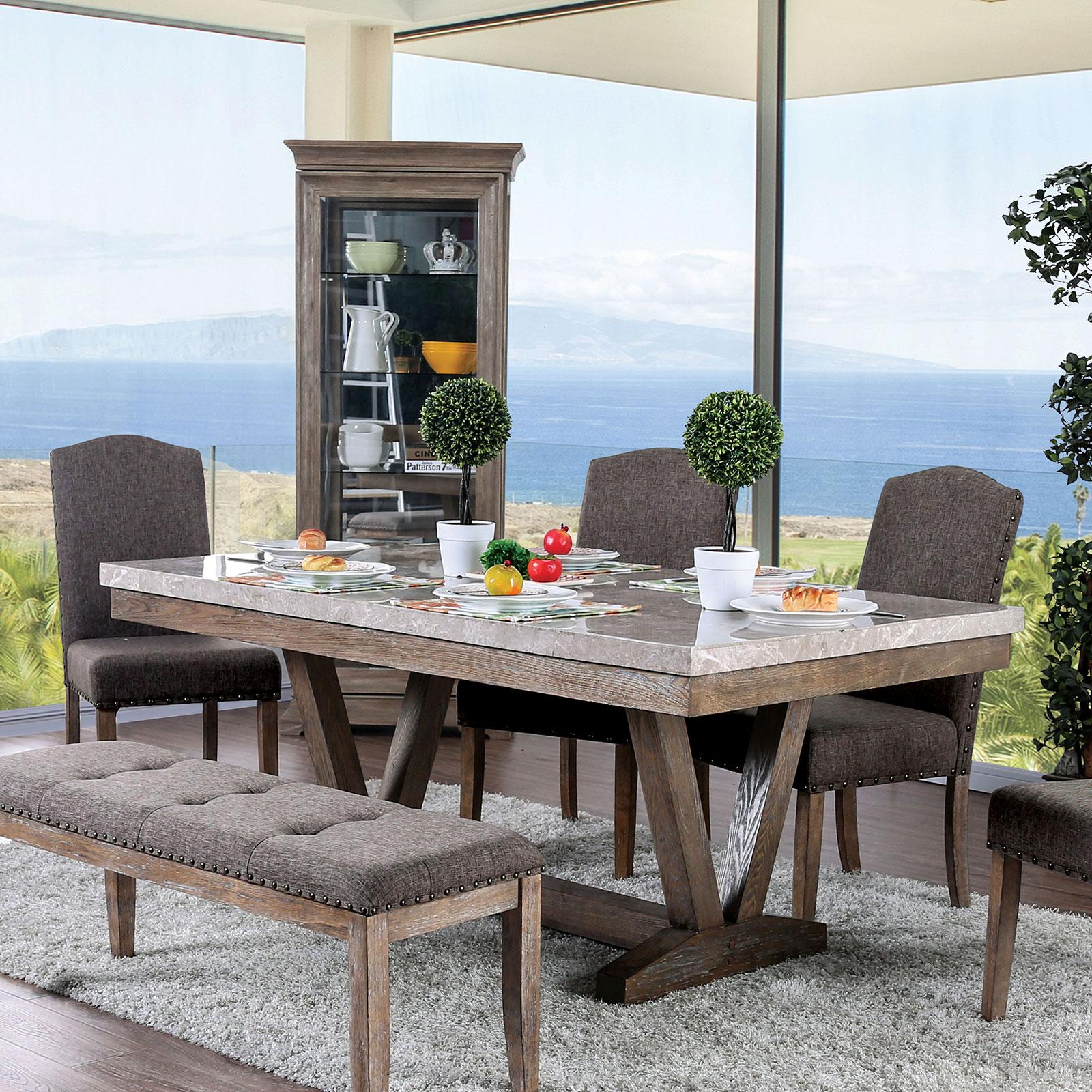 Furniture of America CM3429T-Set-6 Bridgen Dining Table Set