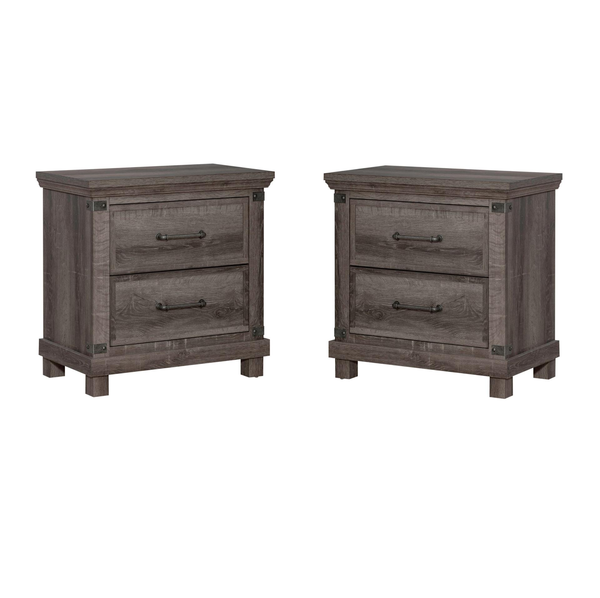 Rustic Nightstand Set Lakeside Haven (903-BR) 903-BR61-2PC in Brown 