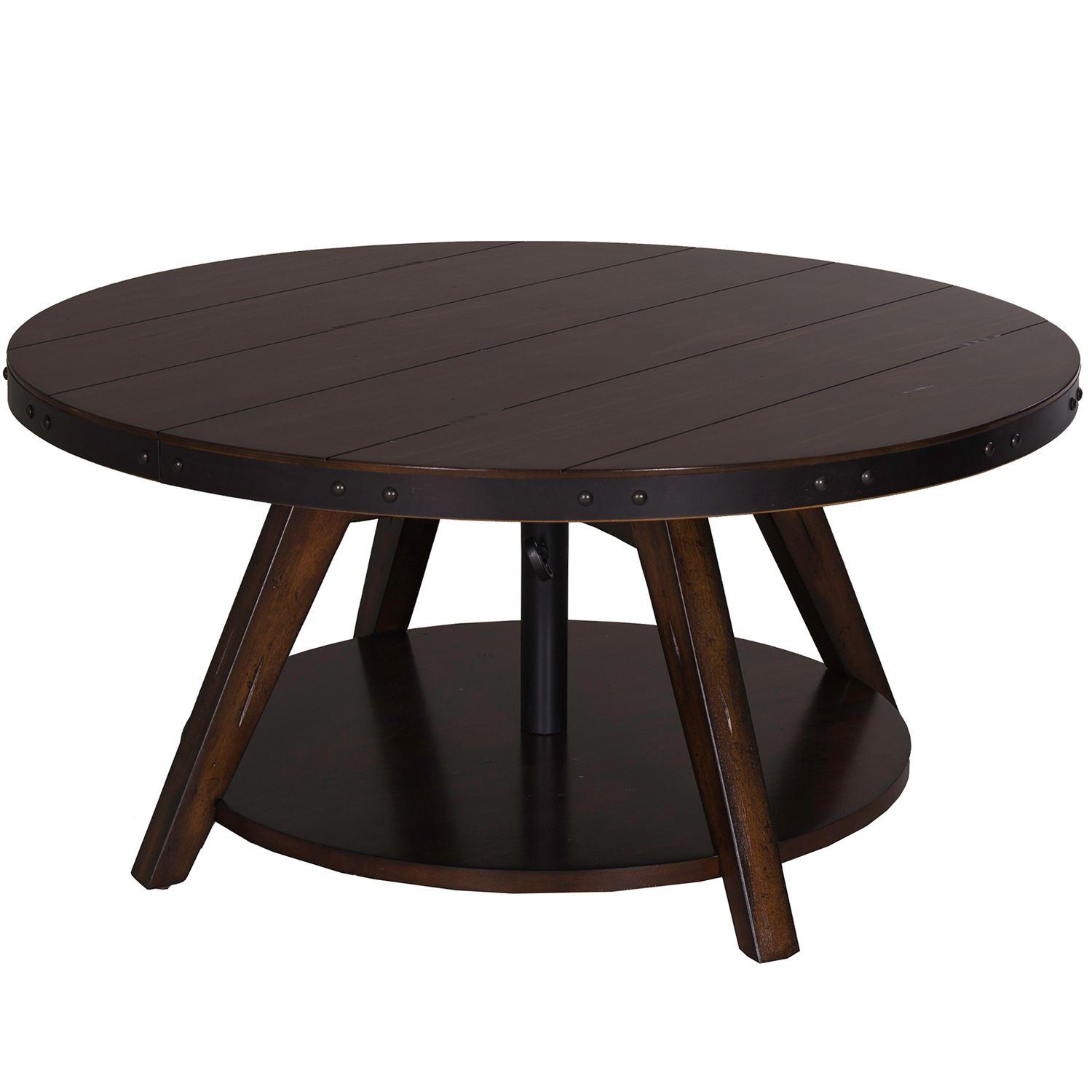 

    
Rustic Brown Wood Coffee Table Aspen Skies (316-OT) Liberty Furniture
