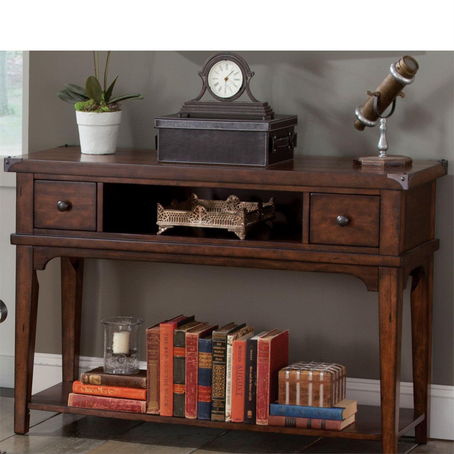 

    
Rustic Brown Wood Console Table Aspen Skies (316-OT) Liberty Furniture
