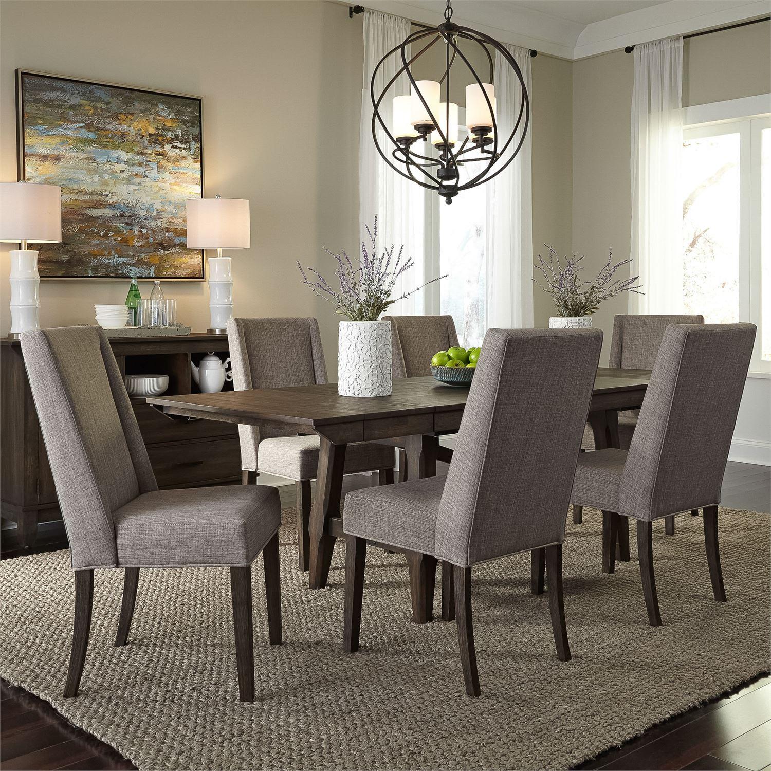 Rustic Dining Room Set Double Bridge  (152-CD) Dining Room Set 152-CD-O7TRS in Chestnut Fabric