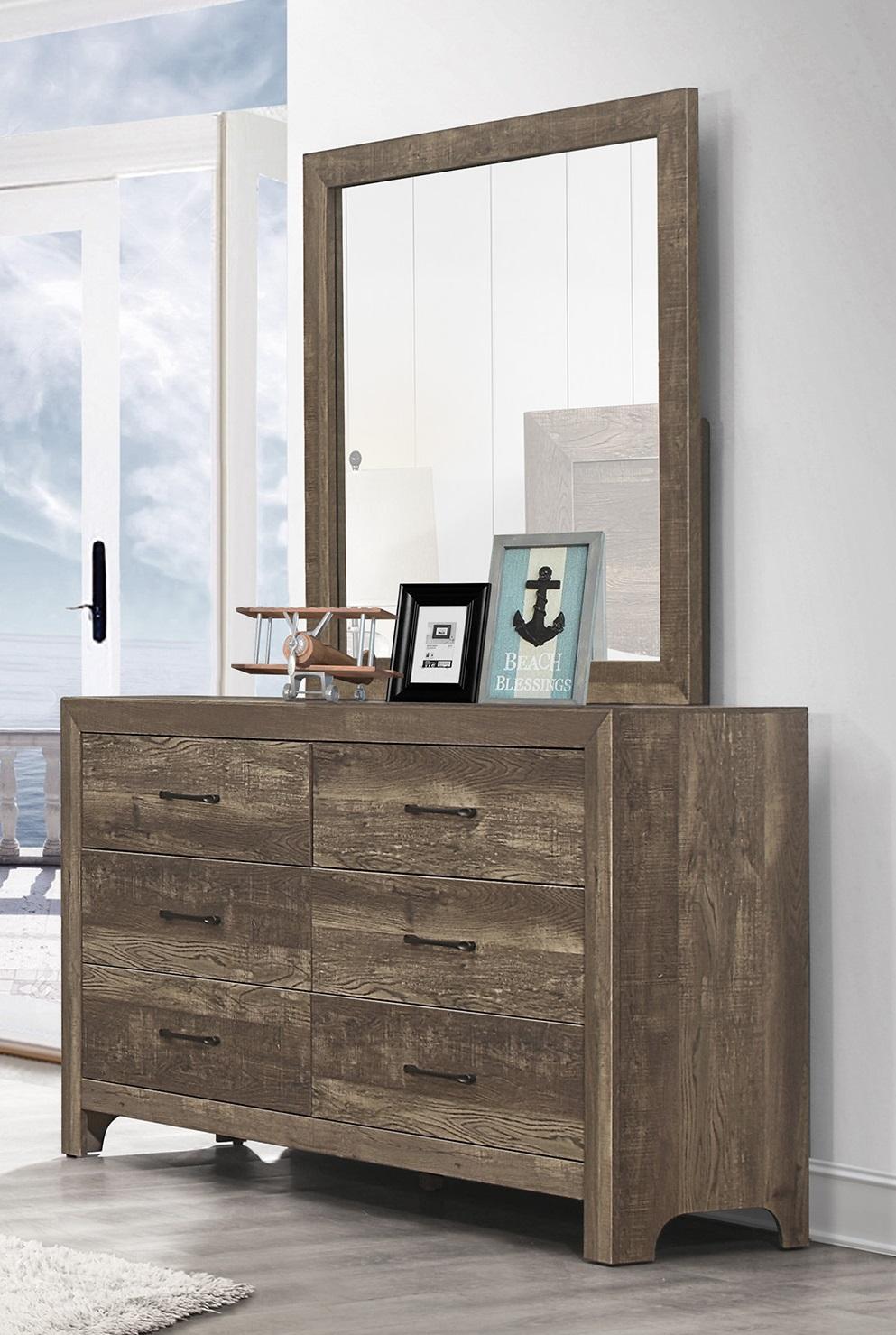 

    
Rustic Brown Wood Dresser w/Mirror Homelegance 1534-5*6 Corbin
