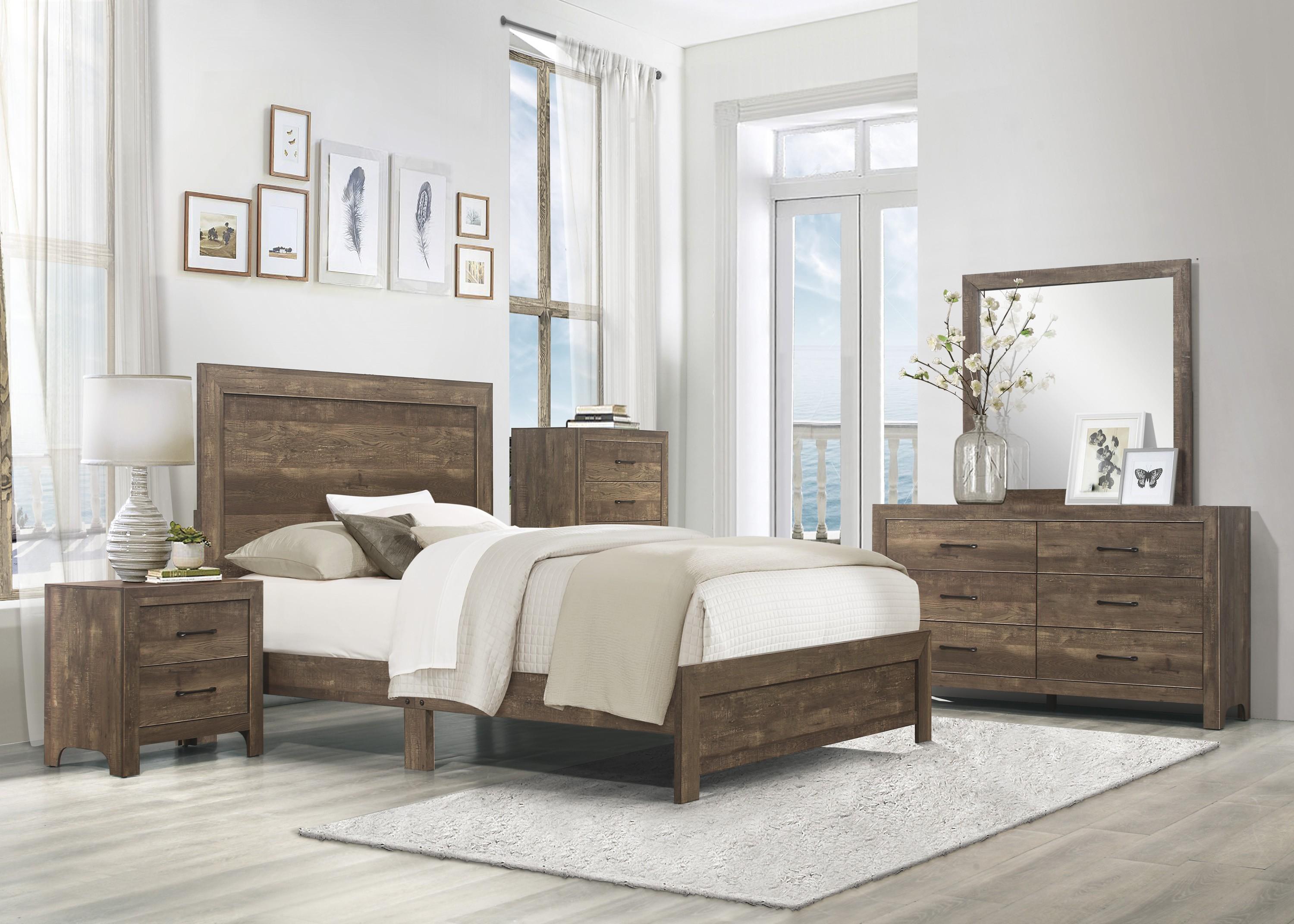 

    
Rustic Brown Wood Full Bedroom Set 5pcs Homelegance 1534F-1 Corbin

